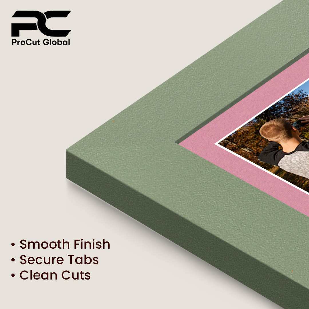 26x8" Green Modern Multi Aperture Photo Frame Holds 6x4" (x5) Photos With Dusty Rose Mount | Modern Collage Frame thumbnail 7