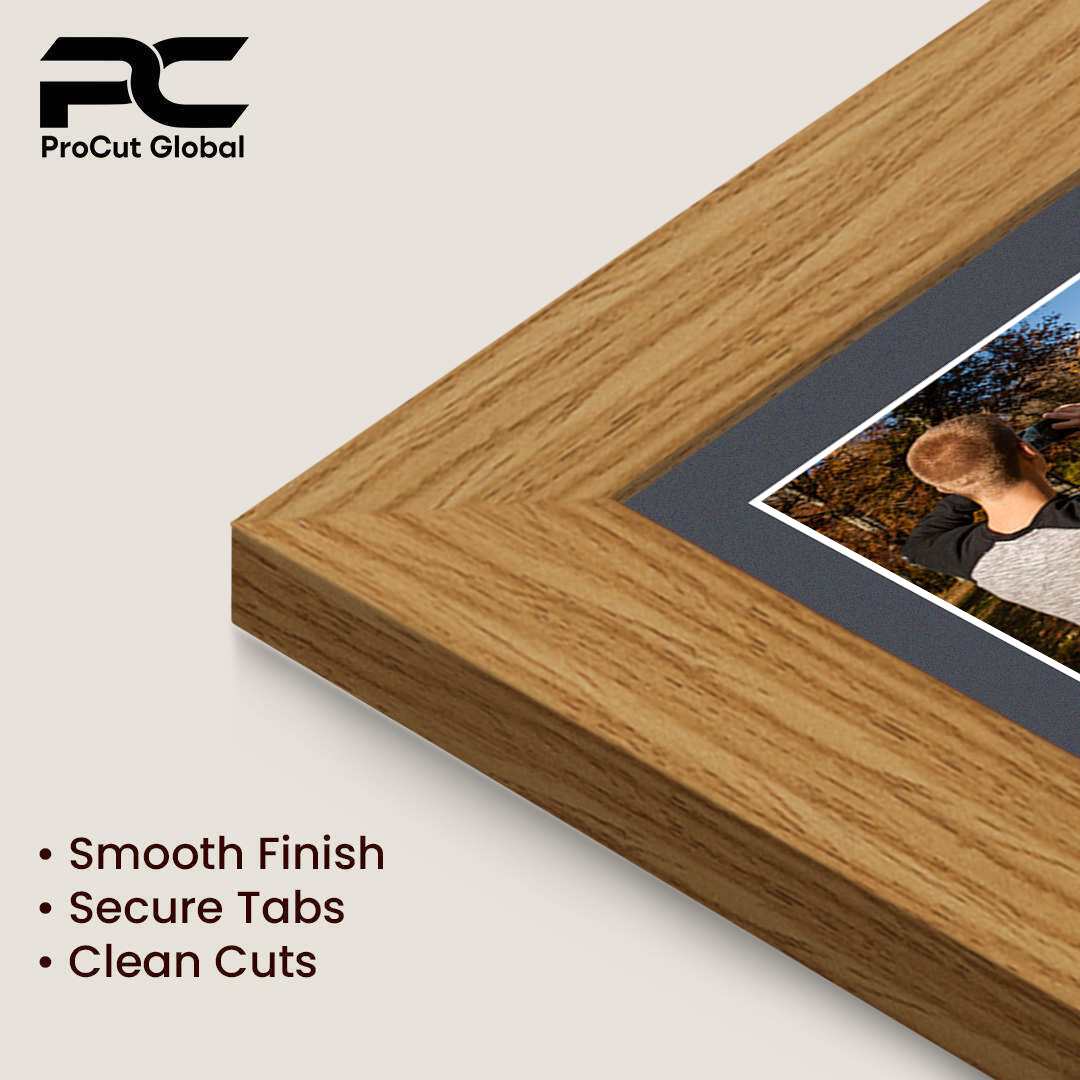 26x8" Light Oak Modern Multi Aperture Photo Frame Holds 6x4" (x5) Photos With Charcoal Grey Mount | Modern Collage Frame thumbnail 7