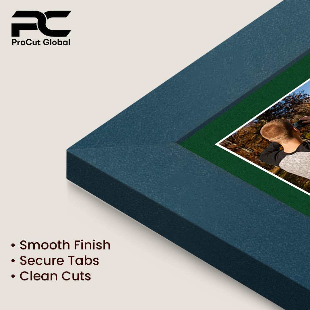 26x8" Navy Blue Modern Multi Aperture Photo Frame Holds 6x4" (x5) Photos With Forest Green Mount | Modern Collage Frame thumbnail 7