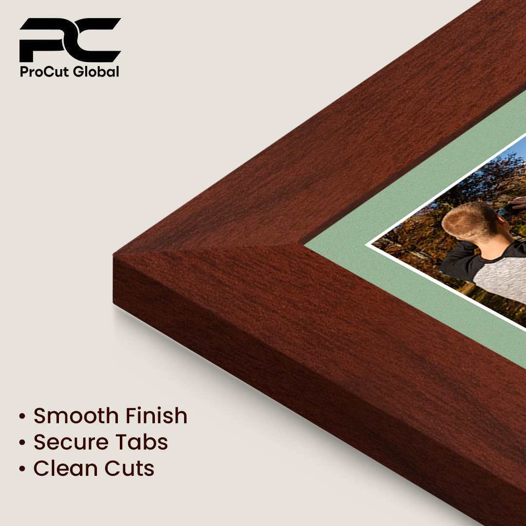 26x8" Rose Wood Modern Multi Aperture Photo Frame Holds 6x4" (x5) Photos With Sage Green Mount | Modern Collage Frame thumbnail 7