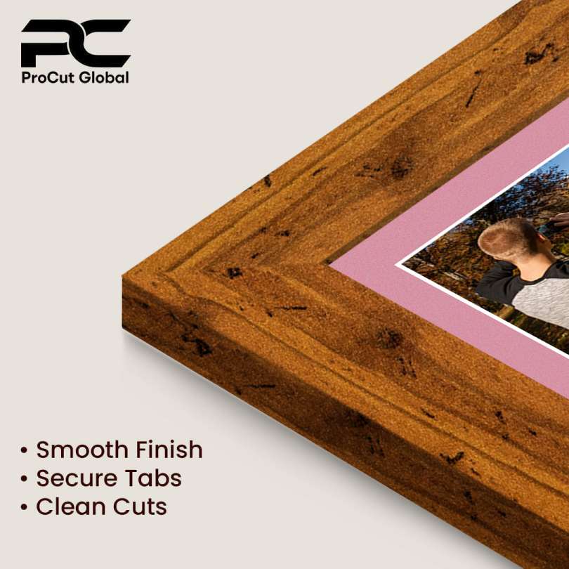 26x8" Rustic Oak Modern Multi Aperture Photo Frame Holds 6x4" (x5) Photos With Dusty Rose Mount | Modern Collage Frame thumbnail 7