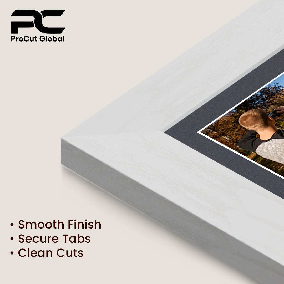 26x8" Ash White Modern Multi Aperture Photo Frame Holds 6x4" (x5) Photos With Charcoal Grey Mount | Modern Collage Frame thumbnail 7