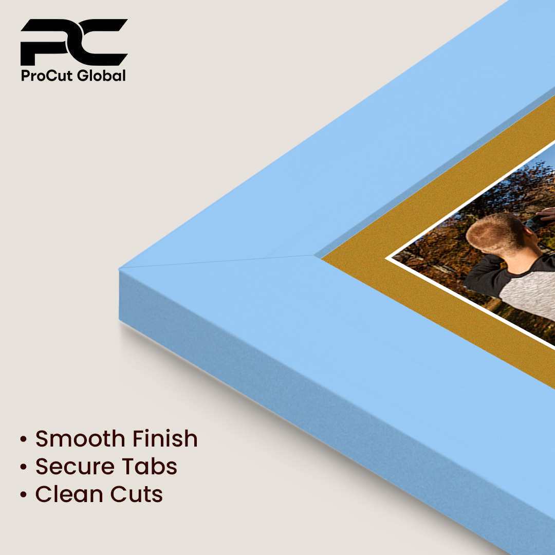 40x20cm Baby Blue Modern Multi Aperture Photo Frame Holds 6x4" (x3) Photos With Antique Gold Mount | Modern Collage Frame thumbnail 7