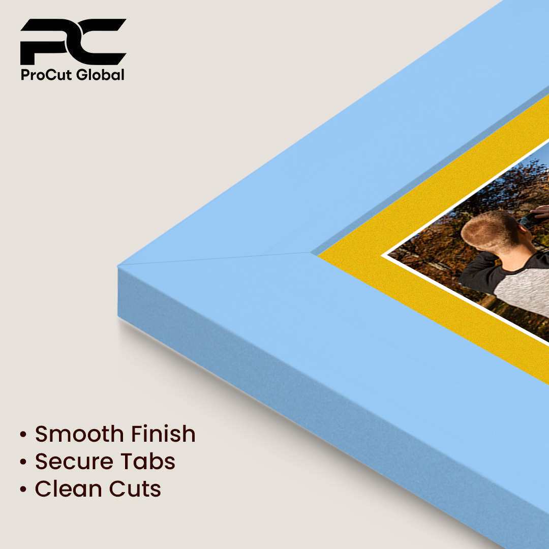 40x20cm Baby Blue Modern Multi Aperture Photo Frame Holds 6x4" (x3) Photos With Bright Yellow Mount | Modern Collage Frame thumbnail 7