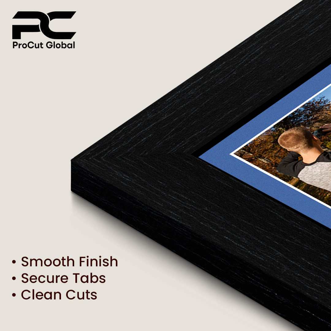 40x20cm Black Modern Multi Aperture Photo Frame Holds 6x4" (x3) Photos With Pacific Blue Mount | Modern Collage Frame thumbnail 7