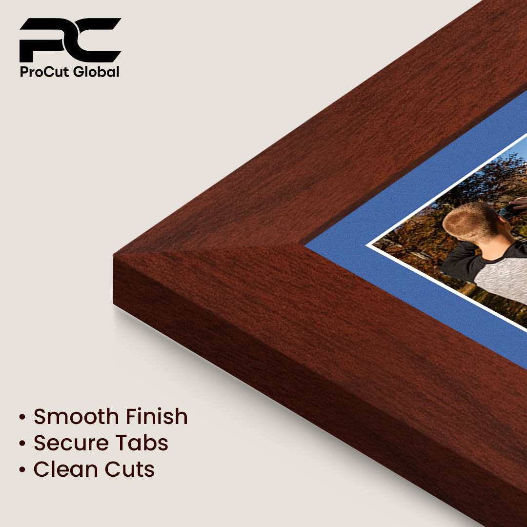 40x20cm Rose Wood Modern Multi Aperture Photo Frame Holds 6x4" (x3) Photos With Pacific Blue Mount | Modern Collage Frame thumbnail 7