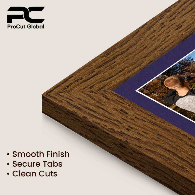 50x20cm Dark Oak Modern Multi Aperture Photo Frame Holds 6x4" (x4) Photos With Damson Mount | Modern Collage Frame thumbnail 7