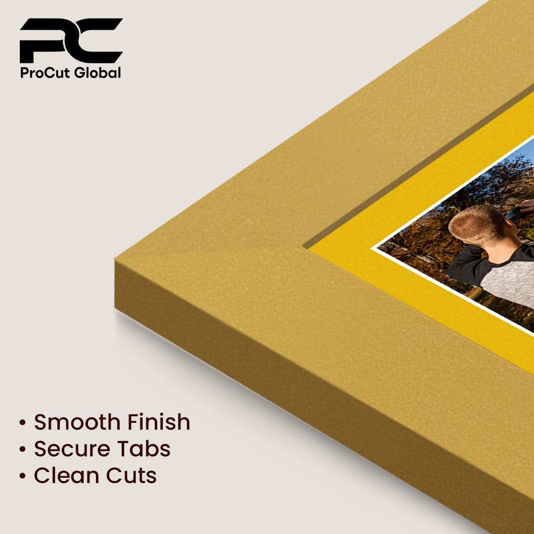 50x20cm Mustard Yellow Modern Multi Aperture Photo Frame Holds 6x4" (x4) Photos With Bright Yellow Mount | Modern Collage Frame thumbnail 7