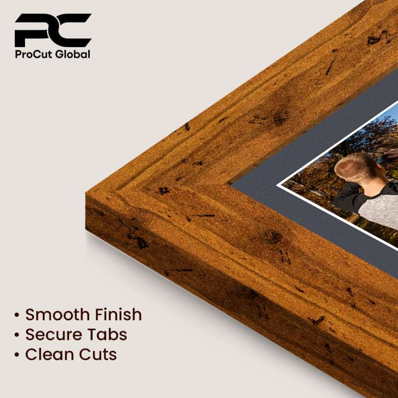 50x20cm Rustic Oak Modern Multi Aperture Photo Frame Holds 6x4" (x4) Photos With Charcoal Grey Mount | Modern Collage Frame thumbnail 7