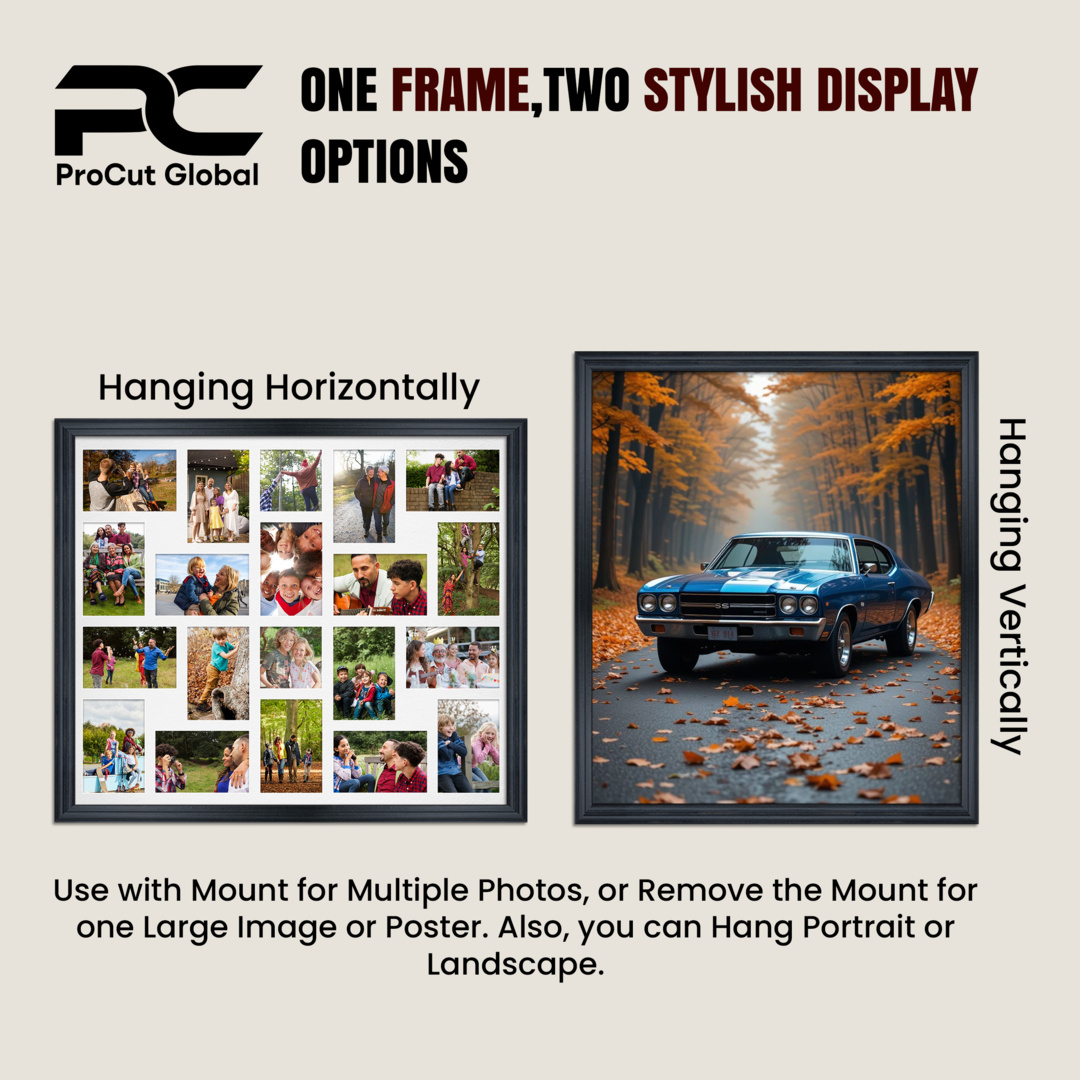 80x70cm Walnut Classic Multi Aperture Photo Frame - Fits 6x4" (x18) & 4x4" (x2) Photos | Collage Frame thumbnail 4