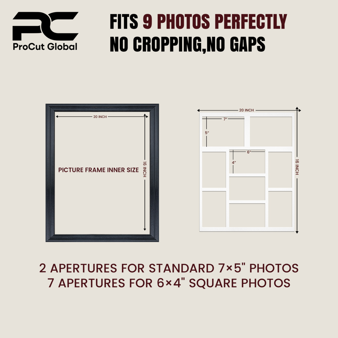 20x16" Green Classic Multi Aperture Photo Frame - Fits 7x5" (x2) & 6x4" (x7) Photos | Collage Frame thumbnail 3
