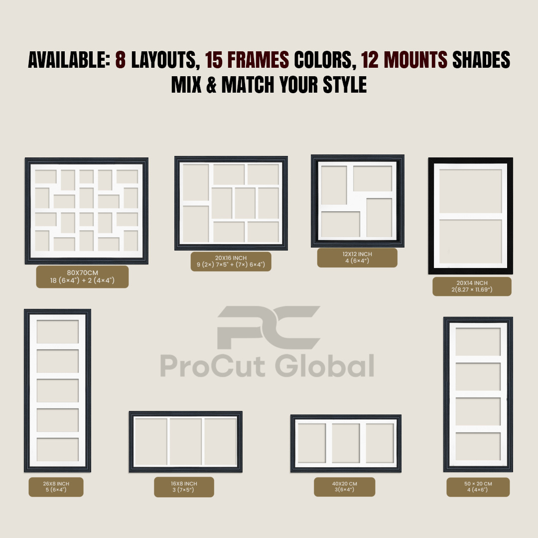 80x70cm Silver Classic Multi Aperture Photo Frame - Fits 6x4" (x18) & 4x4" (x2) Photos | Collage Frame thumbnail 8