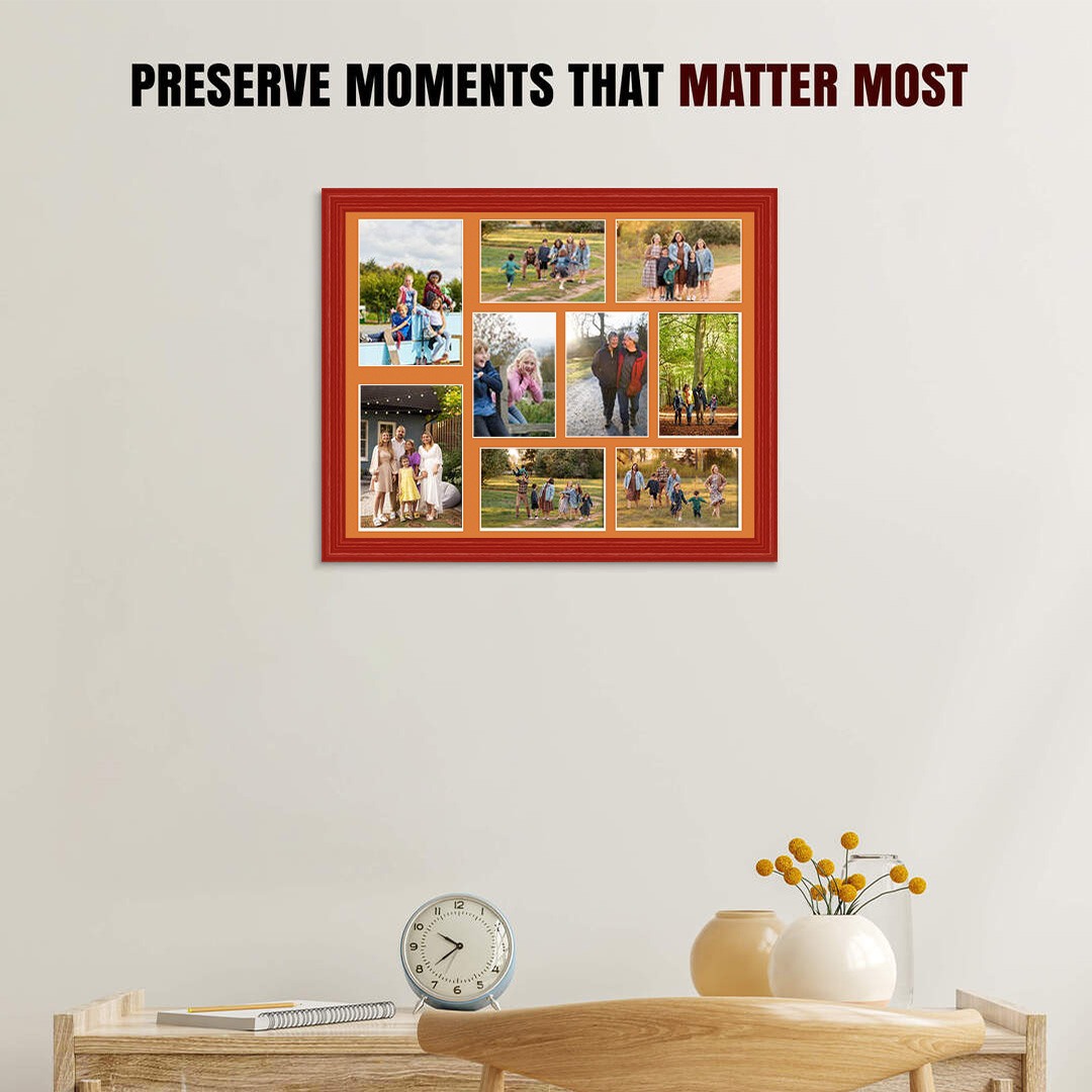 20x16" Red Classic Multi Aperture Photo Frame - Fits 7x5" (x2) & 6x4" (x7) Photos | Collage Frame thumbnail 2