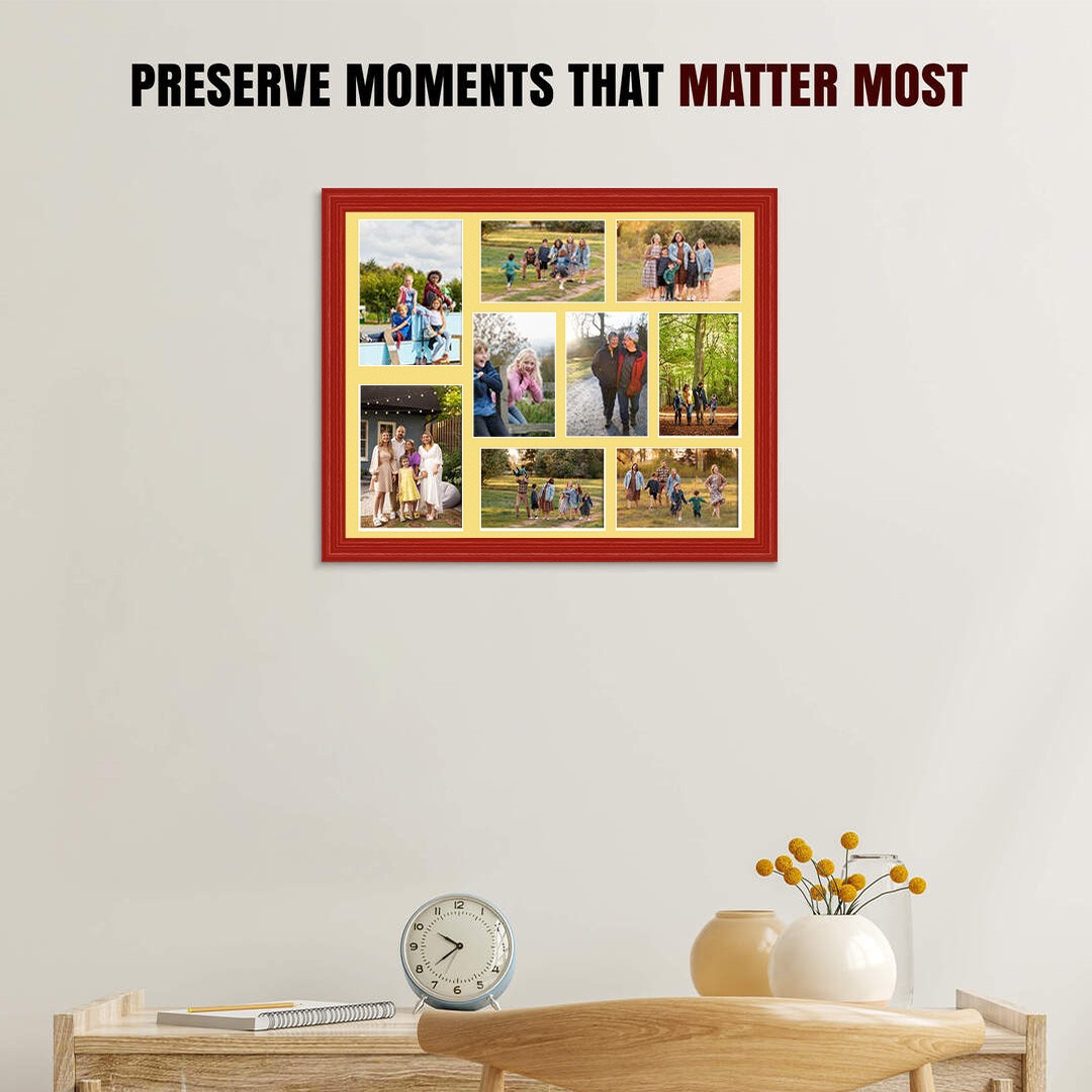 20x16" Classic Red Multi Aperture Photo Frame - Fits 7x5" (x2) & 6x4" (x7) Photos | Collage Frame thumbnail 2