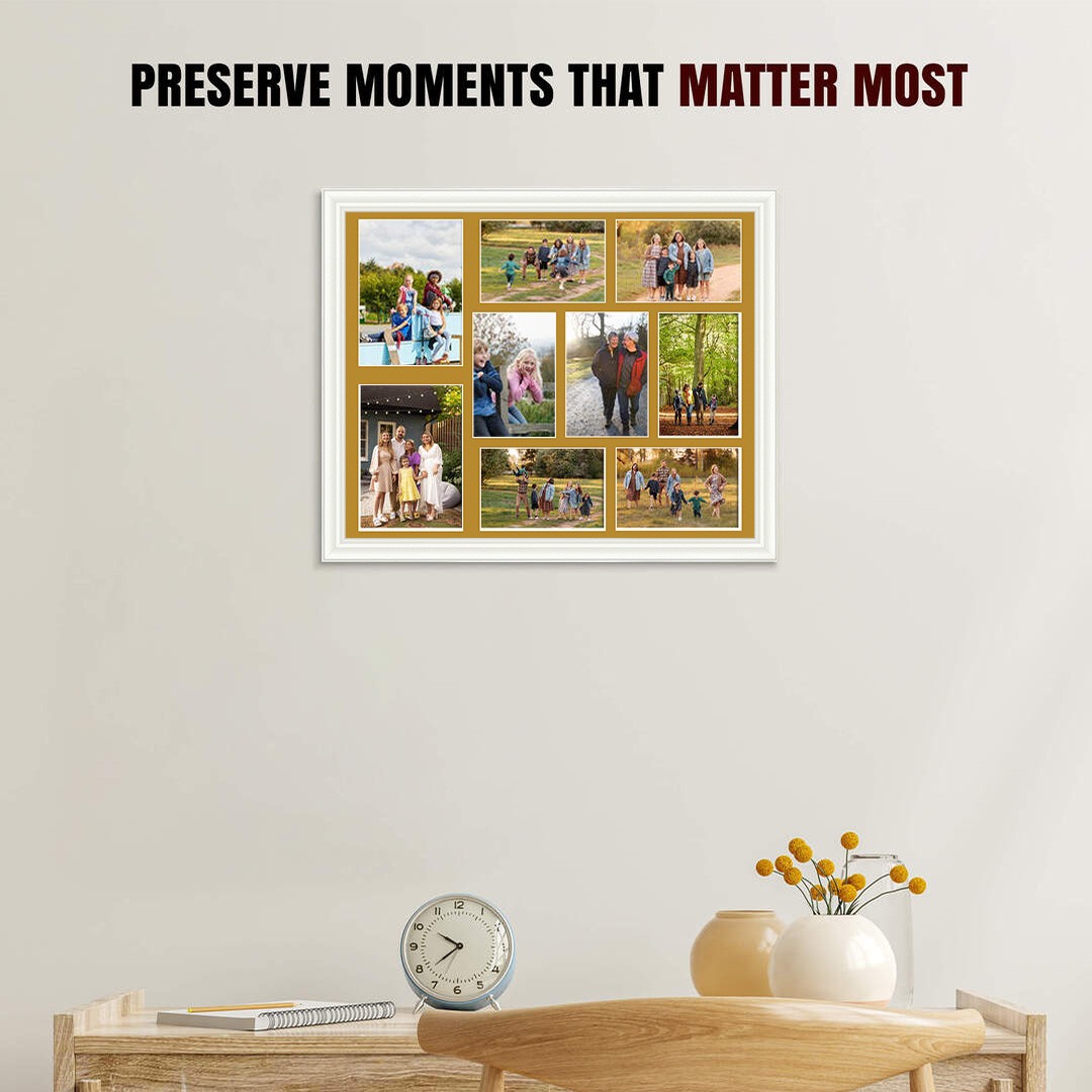 20x16" White Classic Multi Aperture Photo Frame - Fits 7x5" (x2) & 6x4" (x7) Photos | Collage Frame thumbnail 2