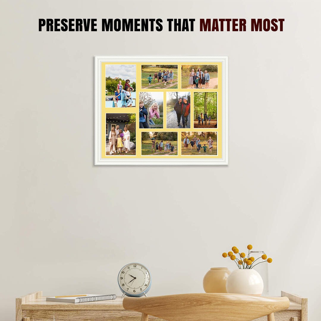 20x16" White Classic Multi Aperture Photo Frame - Fits 7x5" (x2) & 6x4" (x7) Photos | Collage Frame thumbnail 2