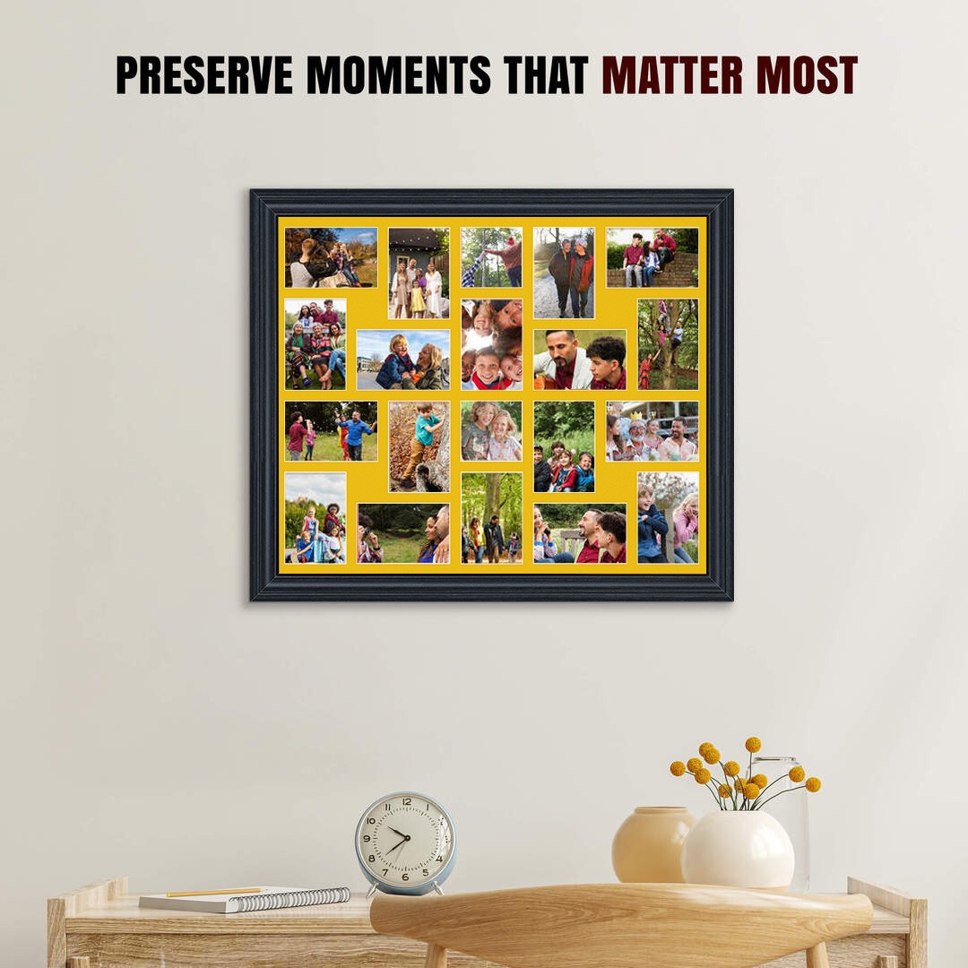 80x70cm Classic Black Multi Aperture Photo Frame - Fits 6x4" (x18) & 4x4" (x2) Photos | Collage Frame thumbnail 2