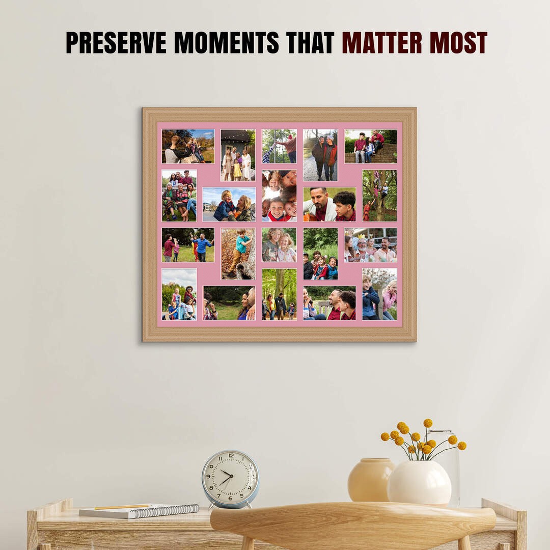 80x70cm Classic Country Pine Multi Aperture Photo Frame - Fits 6x4" (x18) & 4x4" (x2) Photos | Collage Frame thumbnail 2