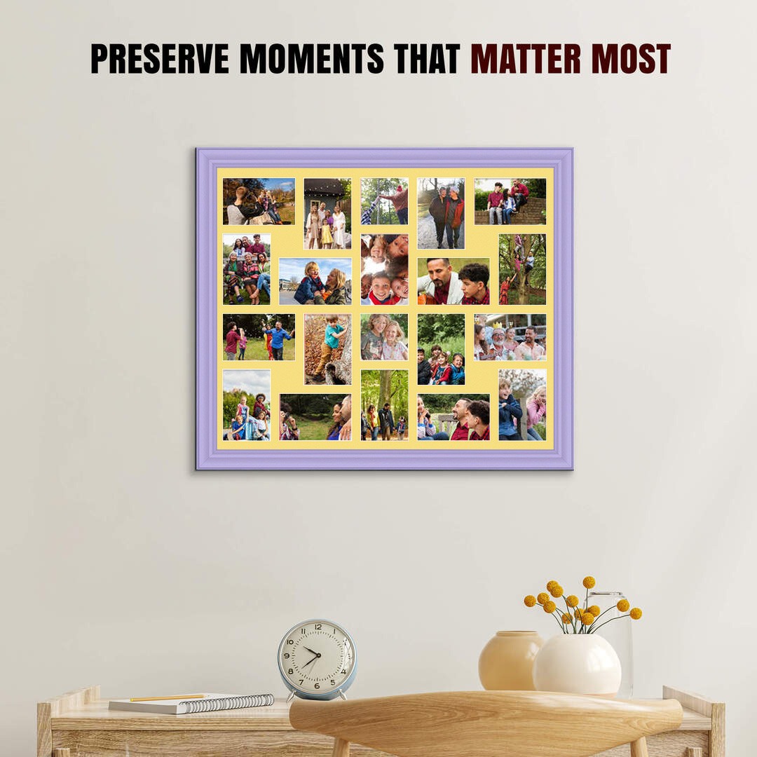 80x70cm Classic Purple Multi Aperture Photo Frame - Fits 6x4" (x18) & 4x4" (x2) Photos | Collage Frame thumbnail 2