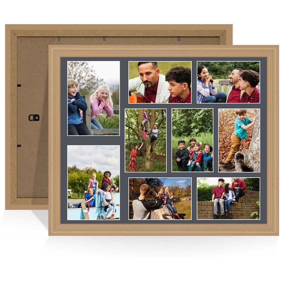 20x16" Classic Country Pine Multi Aperture Photo Frame - Fits 7x5" (x2) & 6x4" (x7) Photos | Collage Frame
