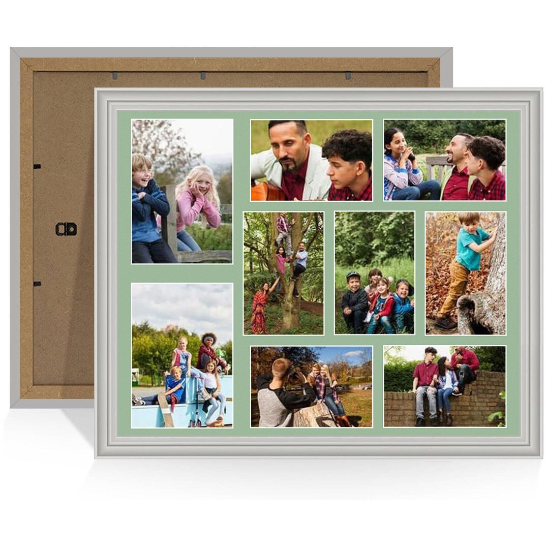 20x16" Light Grey Classic Multi Aperture Photo Frame - Fits 7x5" (x2) & 6x4" (x7) Photos | Collage Frame