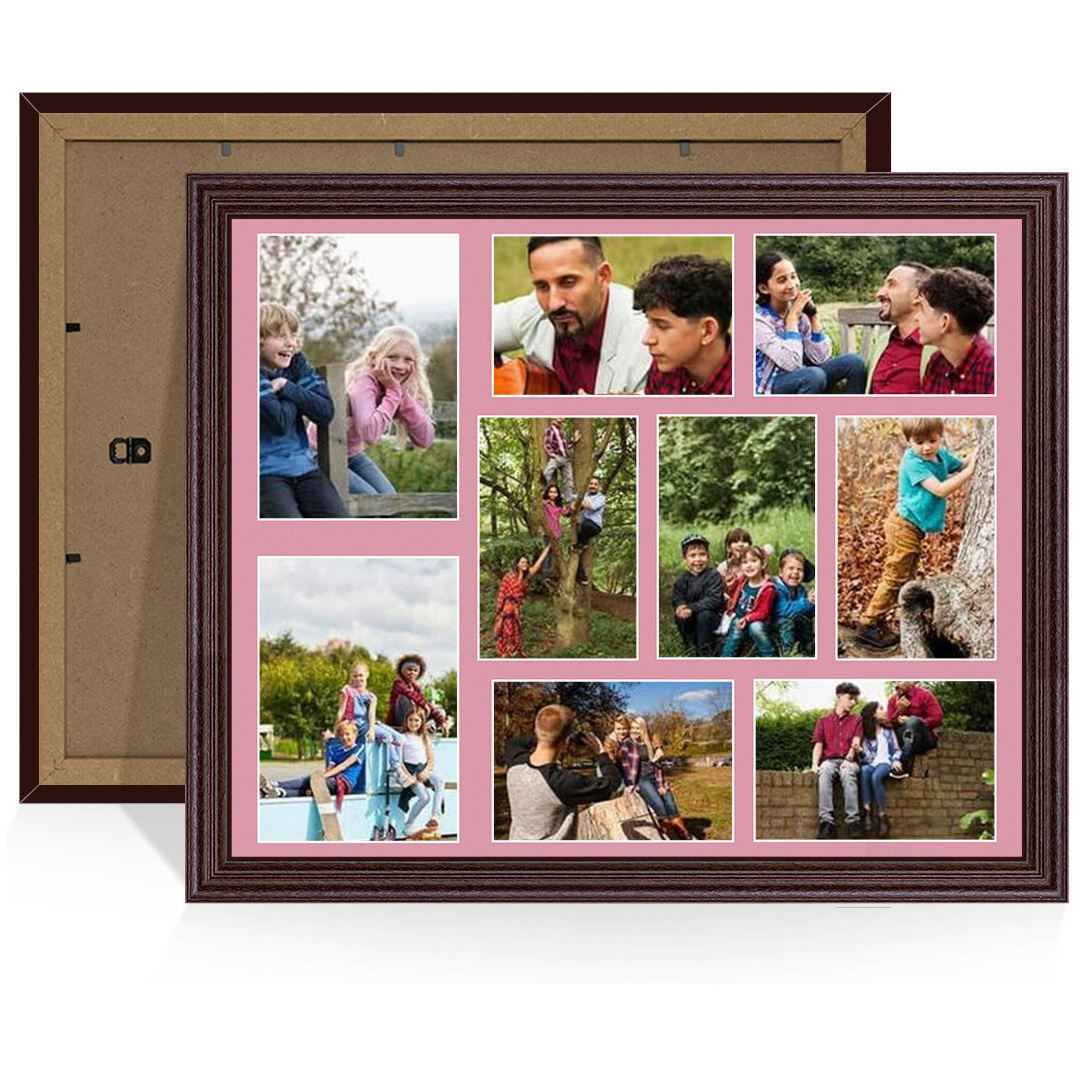 20x16" Classic Rose Wood Multi Aperture Photo Frame - Fits 7x5" (x2) & 6x4" (x7) Photos | Collage Frame
