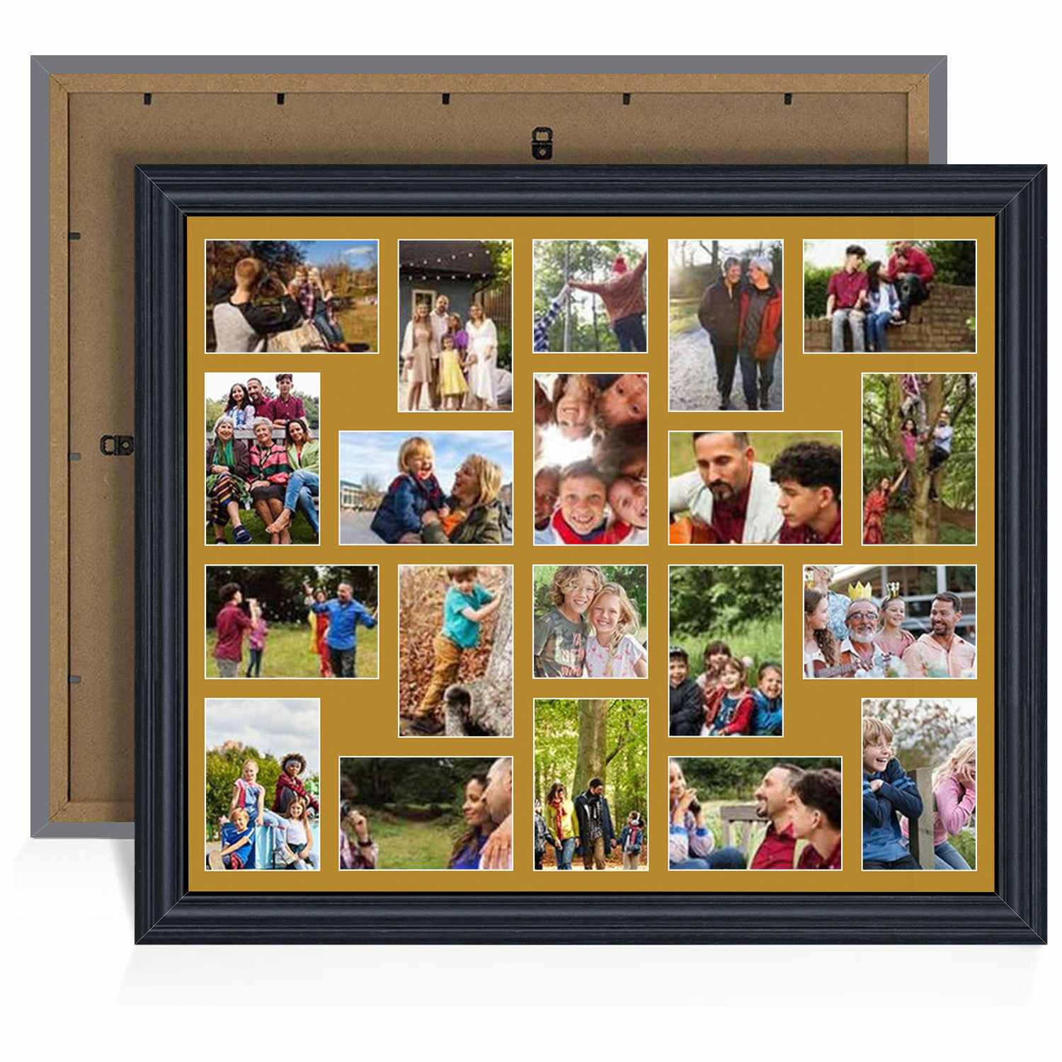 80x70cm Classic Black Multi Aperture Photo Frame - Fits 6x4" (x18) & 4x4" (x2) Photos | Collage Frame