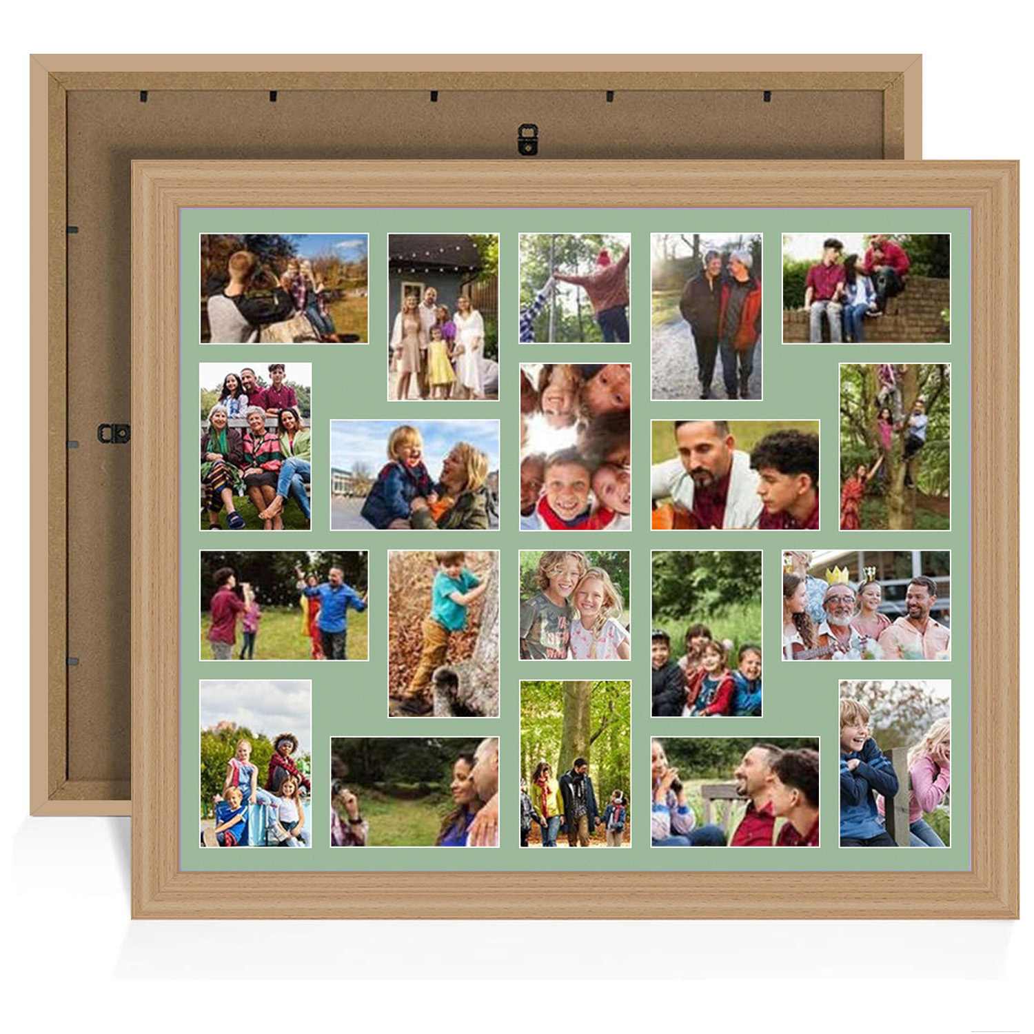 80x70cm Classic Country Pine Multi Aperture Photo Frame - Fits 6x4" (x18) & 4x4" (x2) Photos | Collage Frame