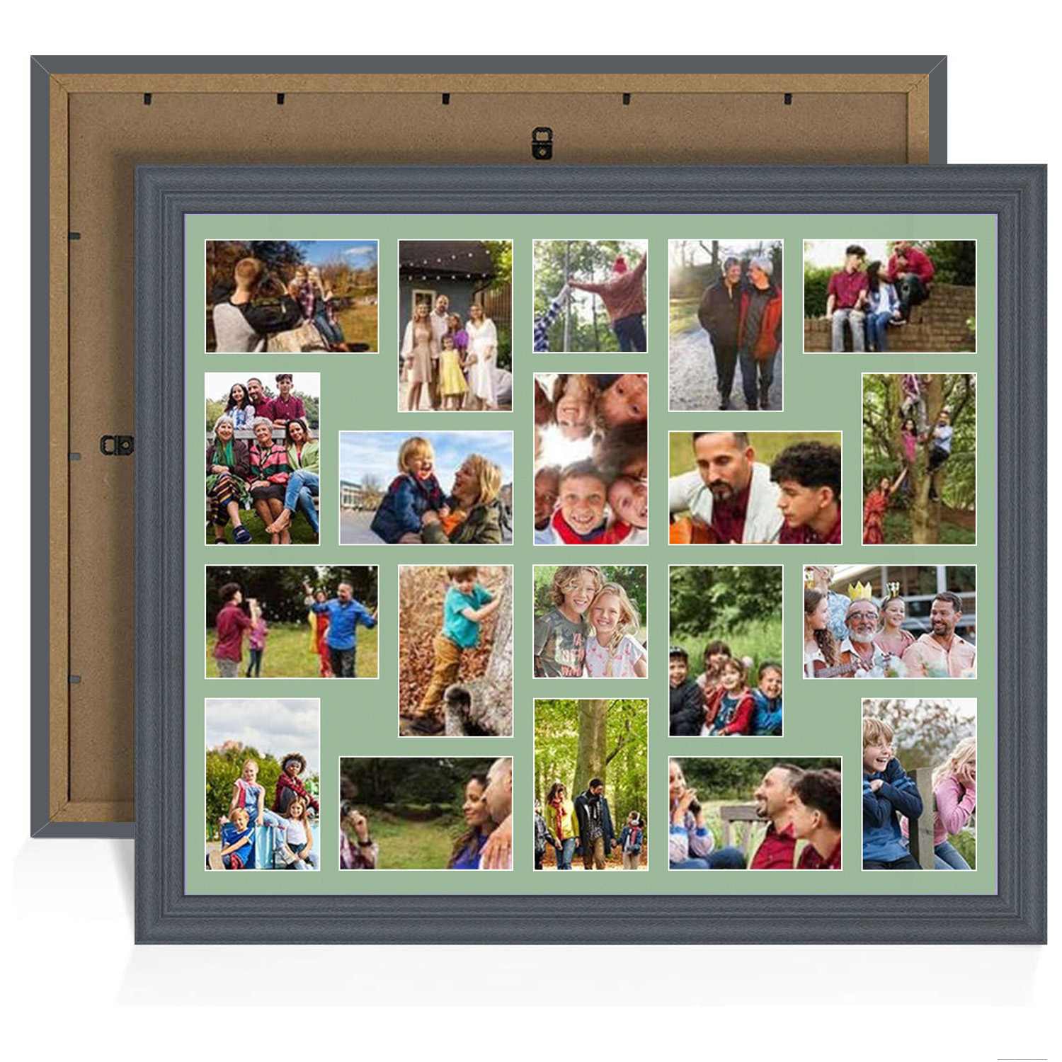 80x70cm Dark Grey Classic Multi Aperture Photo Frame - Fits 6x4" (x18) & 4x4" (x2) Photos | Collage Frame
