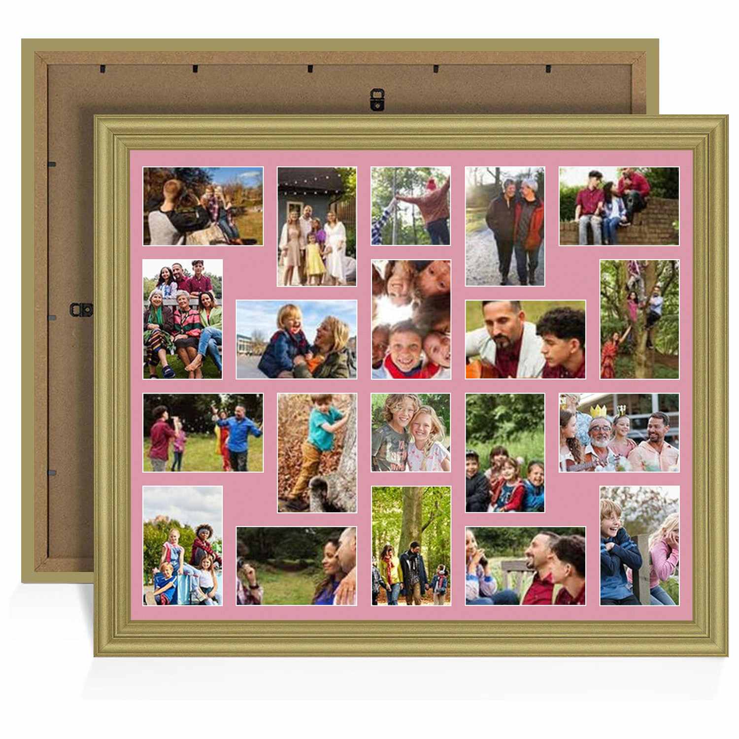 80x70cm Classic Gold Multi Aperture Photo Frame - Fits 6x4" (x18) & 4x4" (x2) Photos | Collage Frame