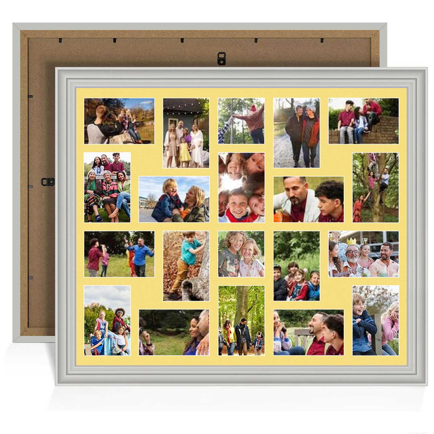 80x70cm Light Grey Classic Multi Aperture Photo Frame Holds 6x4" (x18) & 4x4" (x2) Photos With Primrose Mount | Modern Collage Frame