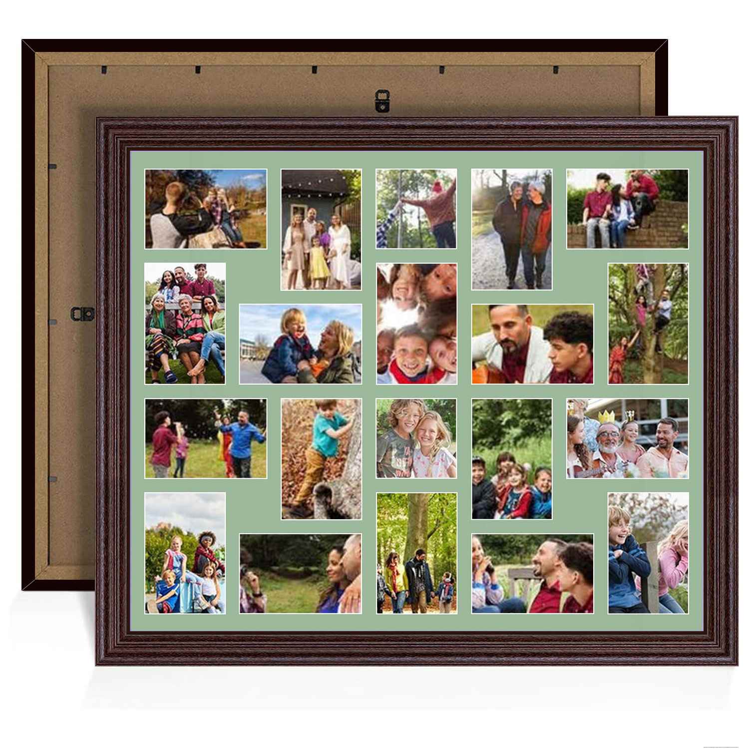 80x70cm Rose Wood Classic Multi Aperture Photo Frame - Fits 6x4" (x18) & 4x4" (x2) Photos | Collage Frame