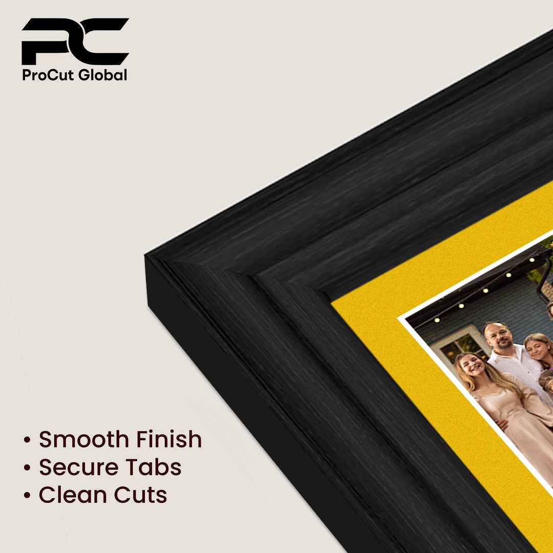 20x16" Black Classic Multi Aperture Photo Frame Holds 7x5" (x2) & 6x4" (x7) Photos With Bright Yellow Mount | Modern Collage Frame thumbnail 7