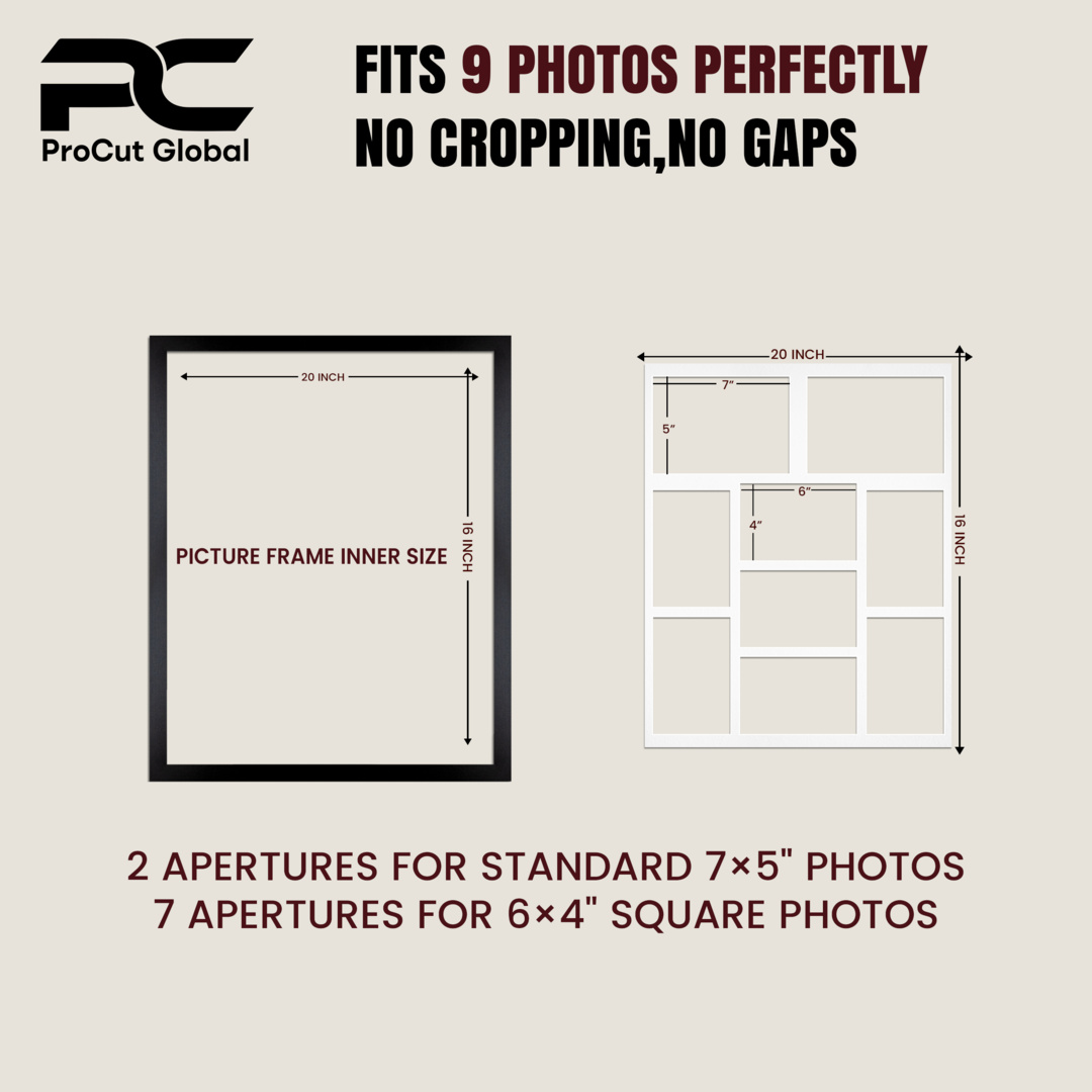 20x16" Sleek Purple Multi Aperture Photo Frame - Fits 7x5" (x2) & 6x4" (x7) Photos | Collage Frame thumbnail 3