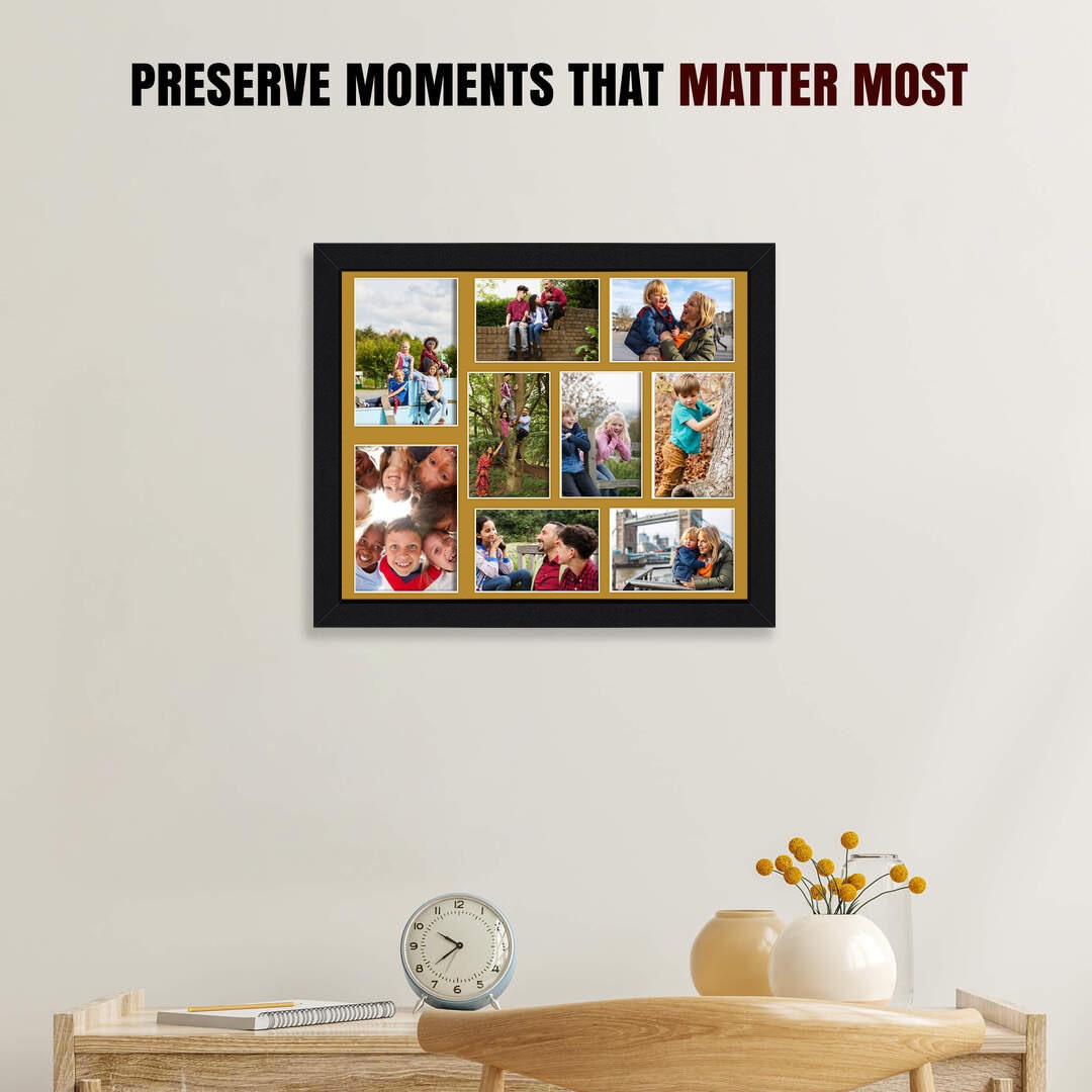 20x16" Black Sleek Multi Aperture Photo Frame - Fits 7x5" (x2) & 6x4" (x7) Photos | Collage Frame thumbnail 2