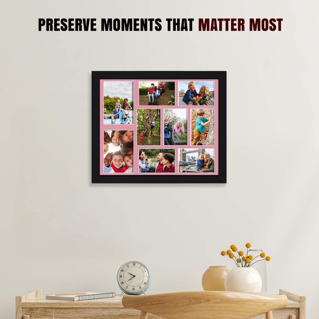 20x16" Black Sleek Multi Aperture Photo Frame - Fits 7x5" (x2) & 6x4" (x7) Photos | Collage Frame thumbnail 2
