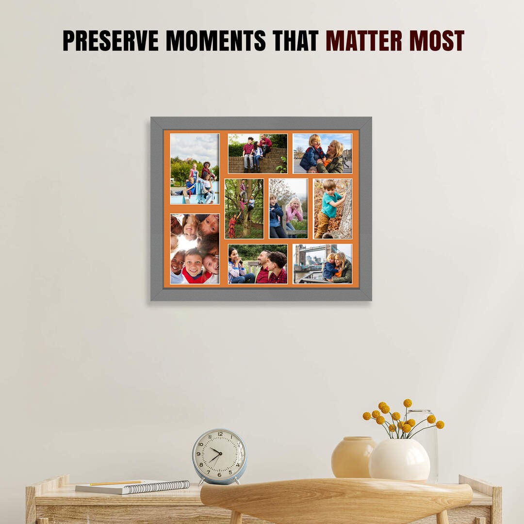 20x16" Dark Grey Sleek Multi Aperture Photo Frame - Fits 7x5" (x2) & 6x4" (x7) Photos | Collage Frame thumbnail 2