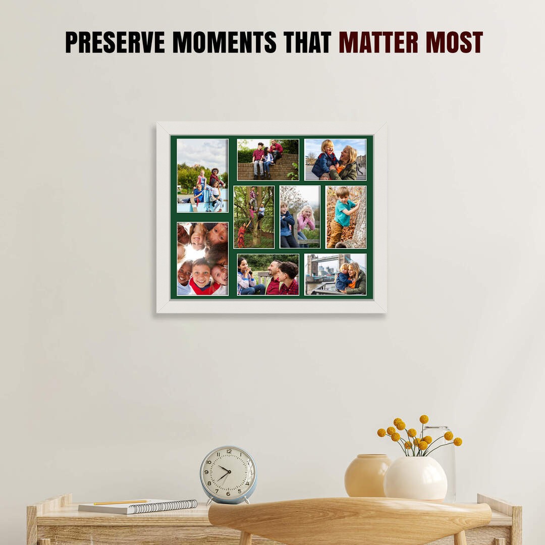 20x16" White Sleek Multi Aperture Photo Frame - Fits 7x5" (x2) & 6x4" (x7) Photos | Collage Frame thumbnail 2