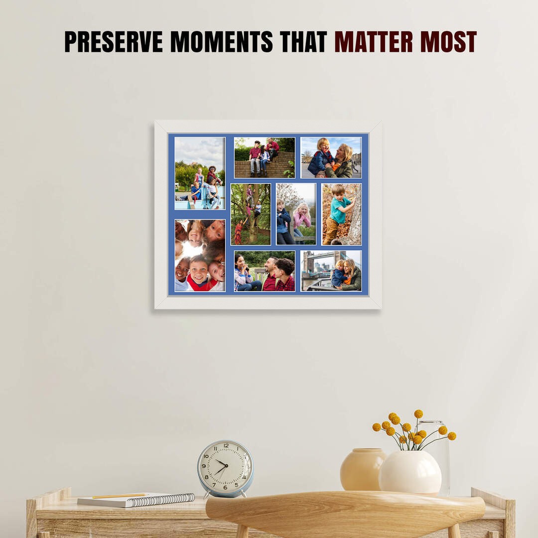 20x16" White Sleek Multi Aperture Photo Frame - Fits 7x5" (x2) & 6x4" (x7) Photos | Collage Frame thumbnail 2