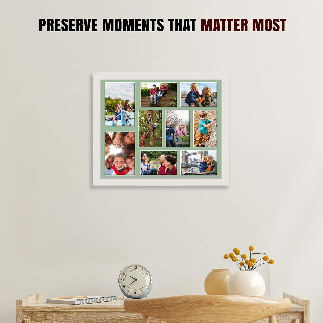 20x16" White Sleek Multi Aperture Photo Frame - Fits 7x5" (x2) & 6x4" (x7) Photos | Collage Frame thumbnail 2