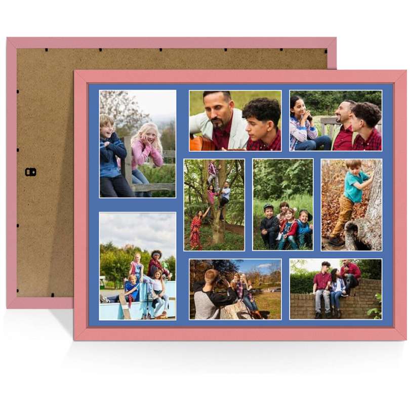 20x16" Sleek Pastel Pink Multi Aperture Photo Frame - Fits 7x5" (x2) & 6x4" (x7) Photos | Collage Frame