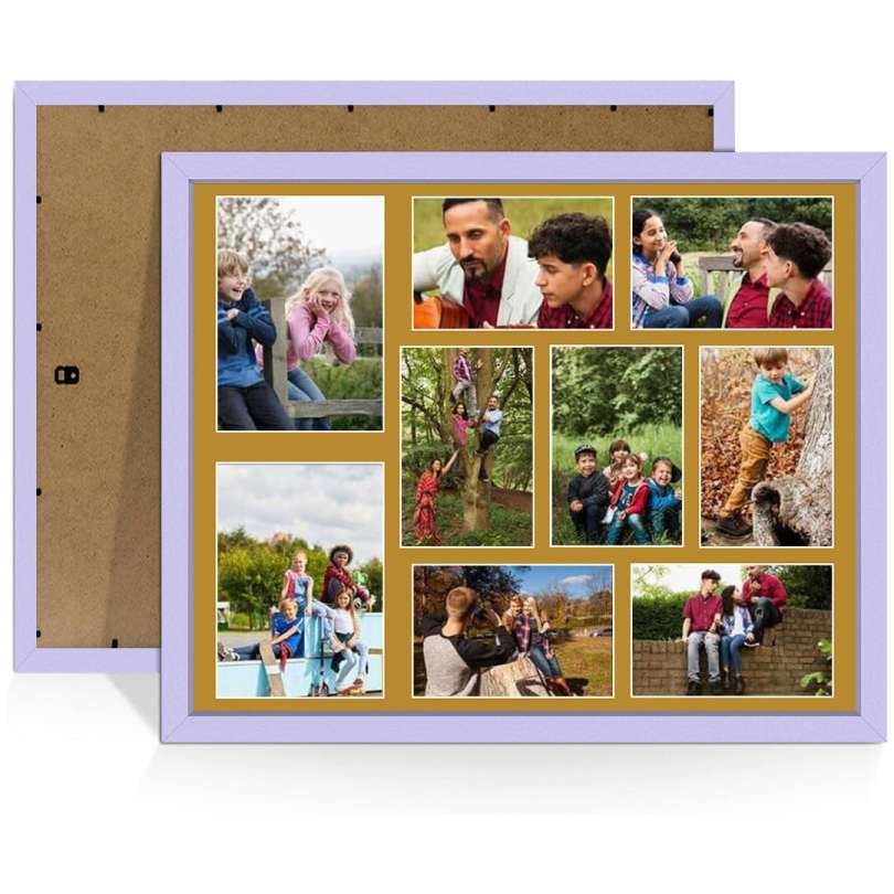 20x16" Purple Sleek Multi Aperture Photo Frame - Fits 7x5" (x2) & 6x4" (x7) Photos | Collage Frame
