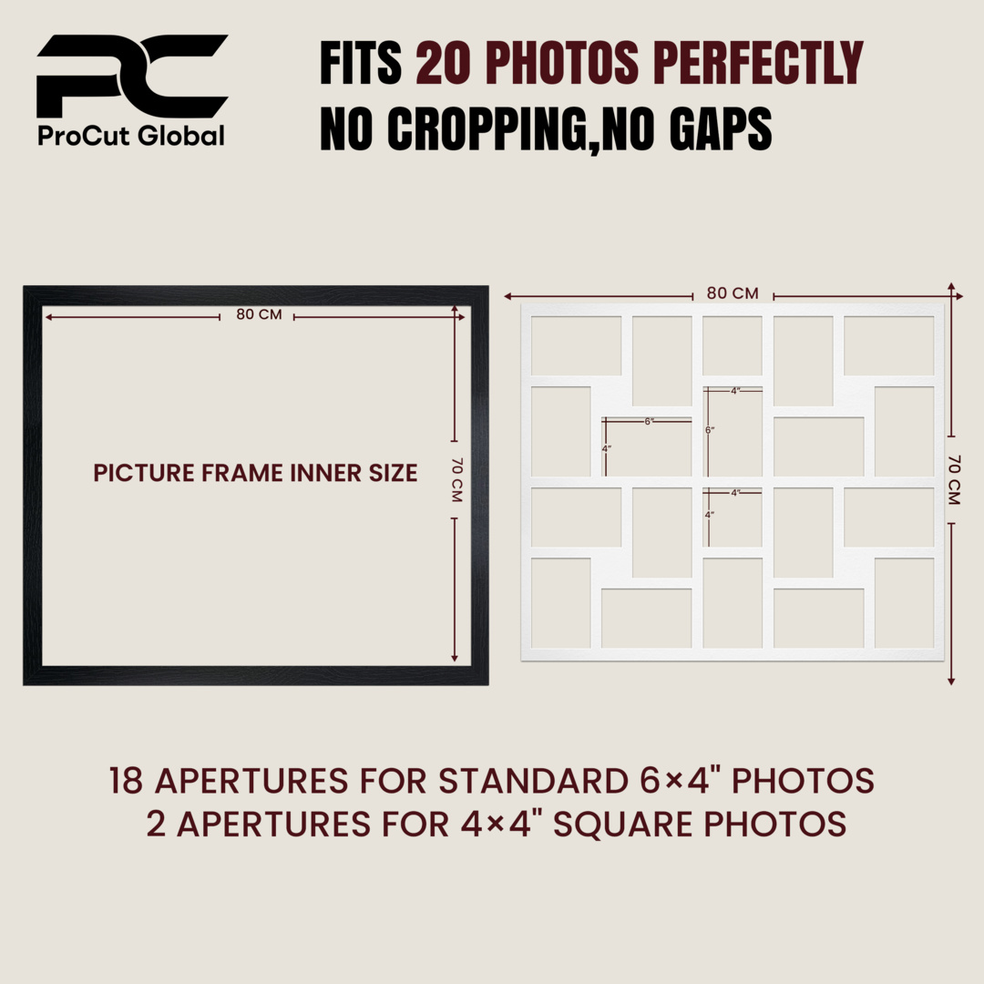 80x70cm Country Pine Modern Multi Aperture Photo Frame - Fits 6x4" (x18) & 4x4" (x2) Photos | Collage Frame thumbnail 3