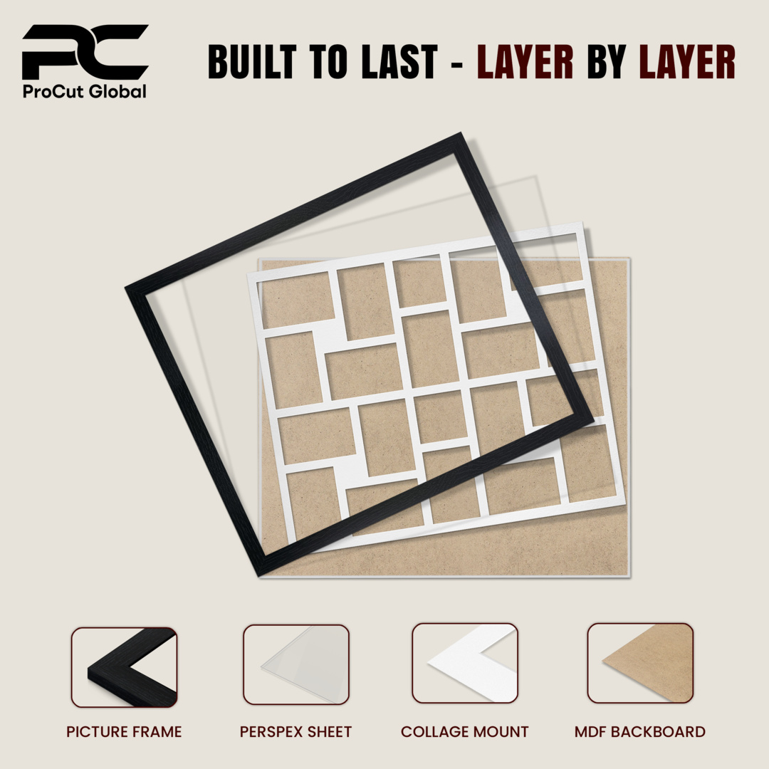 80x70cm White Rustic Modern Multi Aperture Photo Frame - Fits 6x4" (x18) & 4x4" (x2) Photos | Collage Frame thumbnail 5