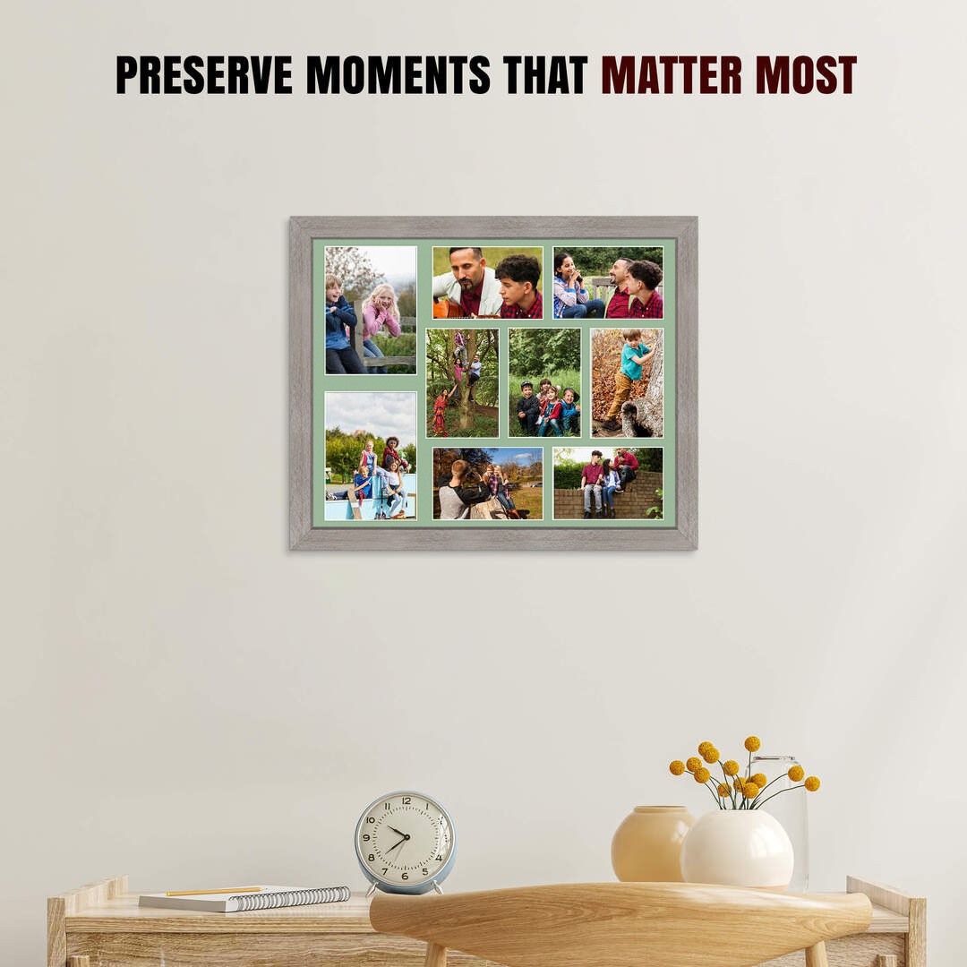 20x16" Aluminium Modern Multi Aperture Photo Frame - Fits 7x5" (x2) & 6x4" (x7) Photos | Collage Frame thumbnail 2