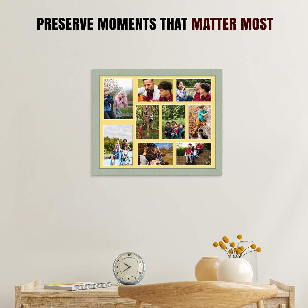 20x16" Green Modern Multi Aperture Photo Frame - Fits 7x5" (x2) & 6x4" (x7) Photos | Collage Frame thumbnail 2