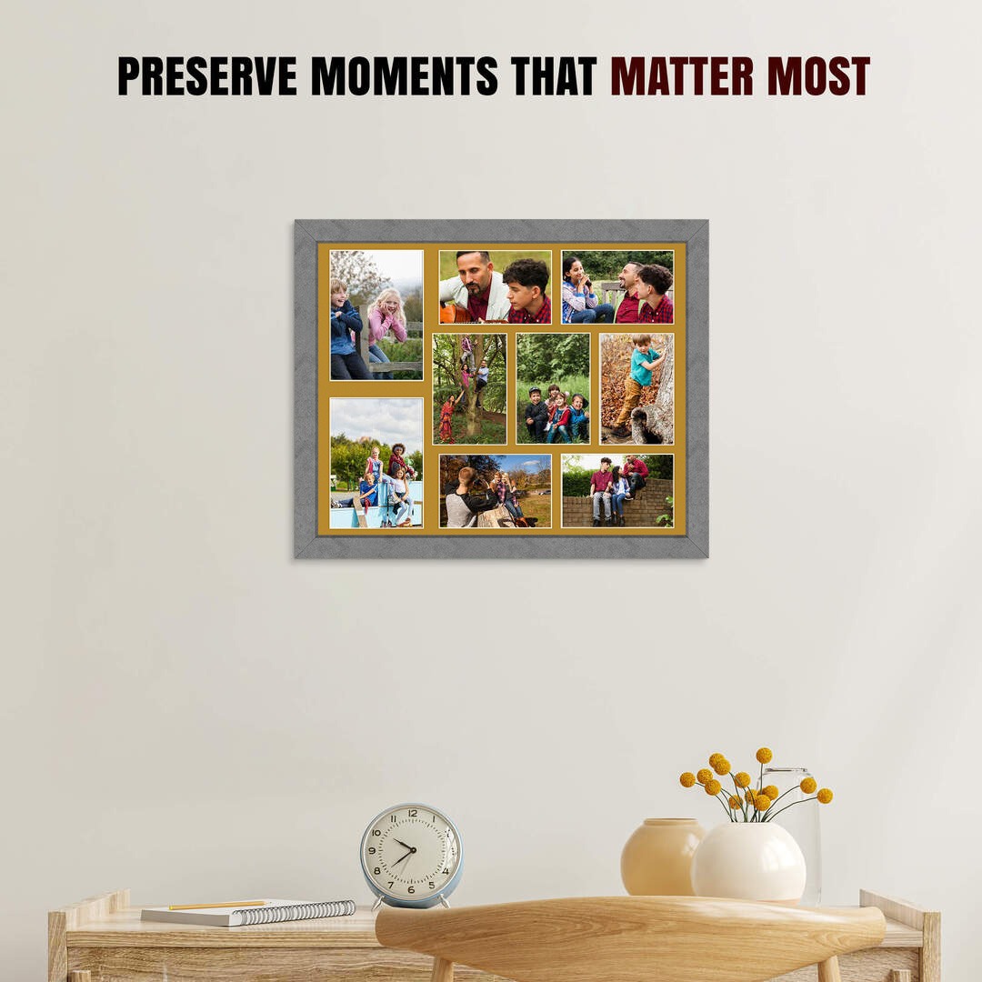 20x16" Modern Grey Marble Multi Aperture Photo Frame - Fits 7x5" (x2) & 6x4" (x7) Photos | Collage Frame thumbnail 2