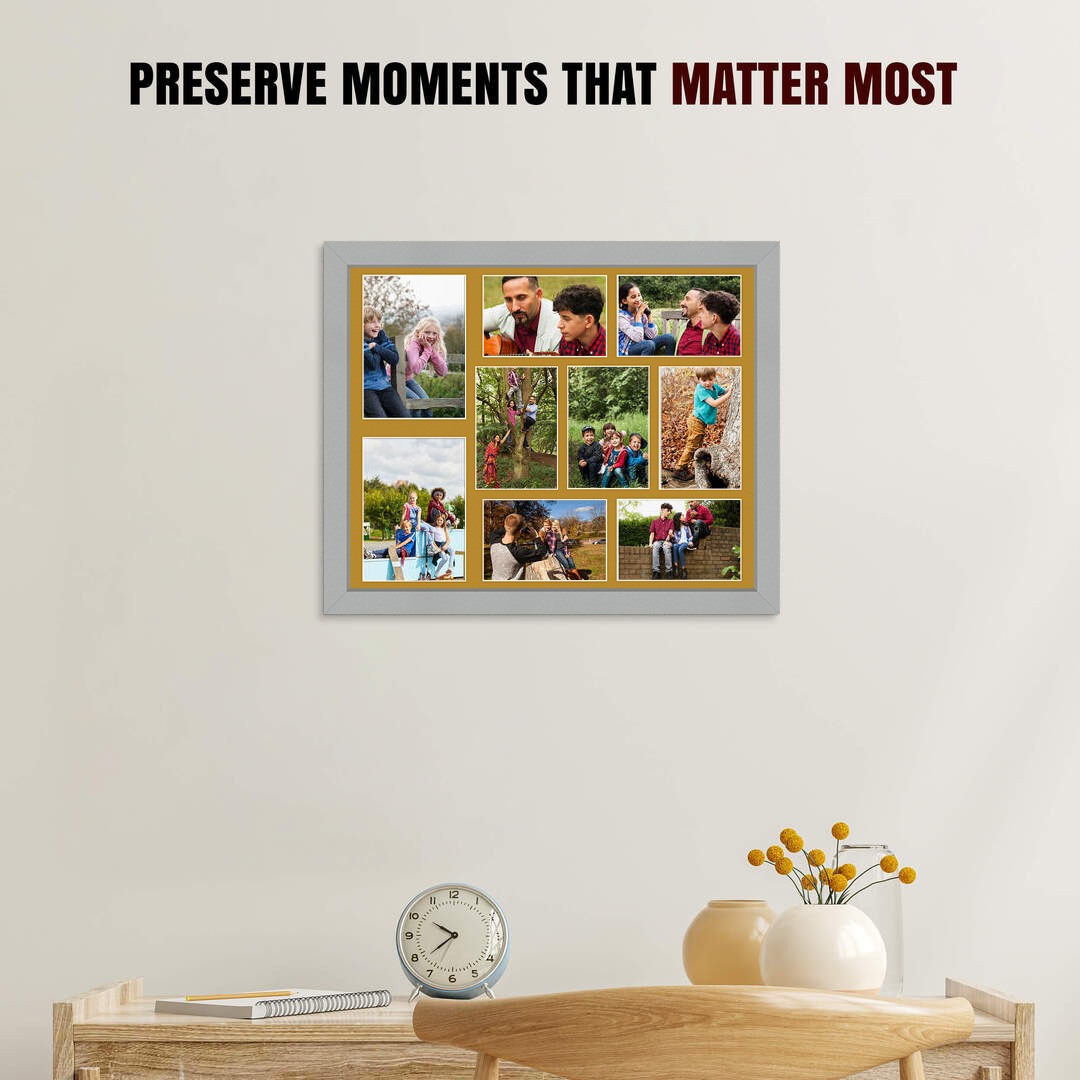 20x16" Light Grey Modern Multi Aperture Photo Frame - Fits 7x5" (x2) & 6x4" (x7) Photos | Collage Frame thumbnail 2