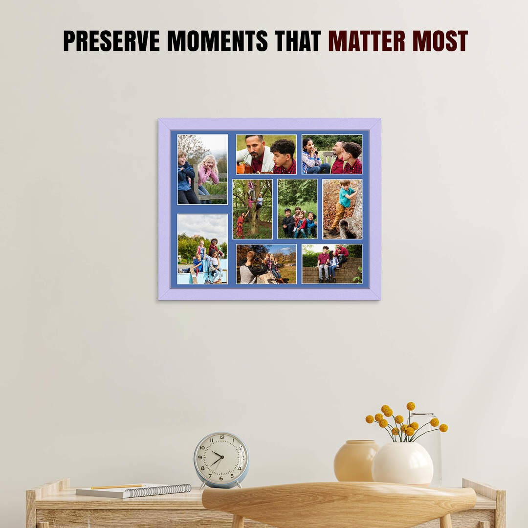 20x16" Purple Modern Multi Aperture Photo Frame - Fits 7x5" (x2) & 6x4" (x7) Photos | Collage Frame thumbnail 2