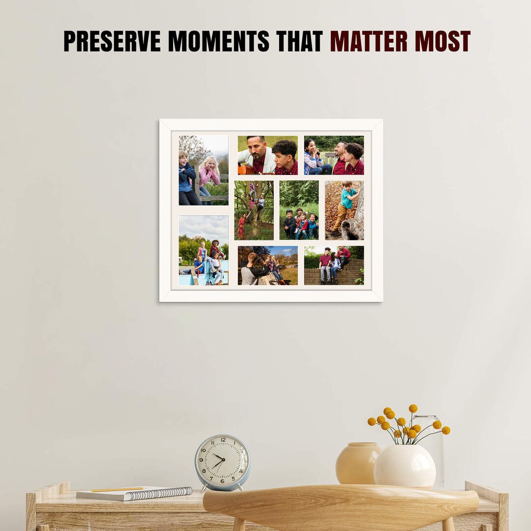 20x16" White Modern Multi Aperture Photo Frame - Fits 7x5" (x2) & 6x4" (x7) Photos | Collage Frame thumbnail 2